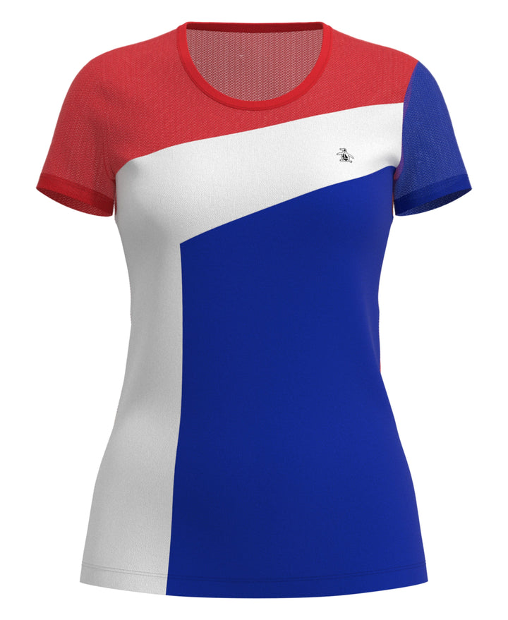 Asymmetrical Color Block Tennis Tee (Bittersweet) 
