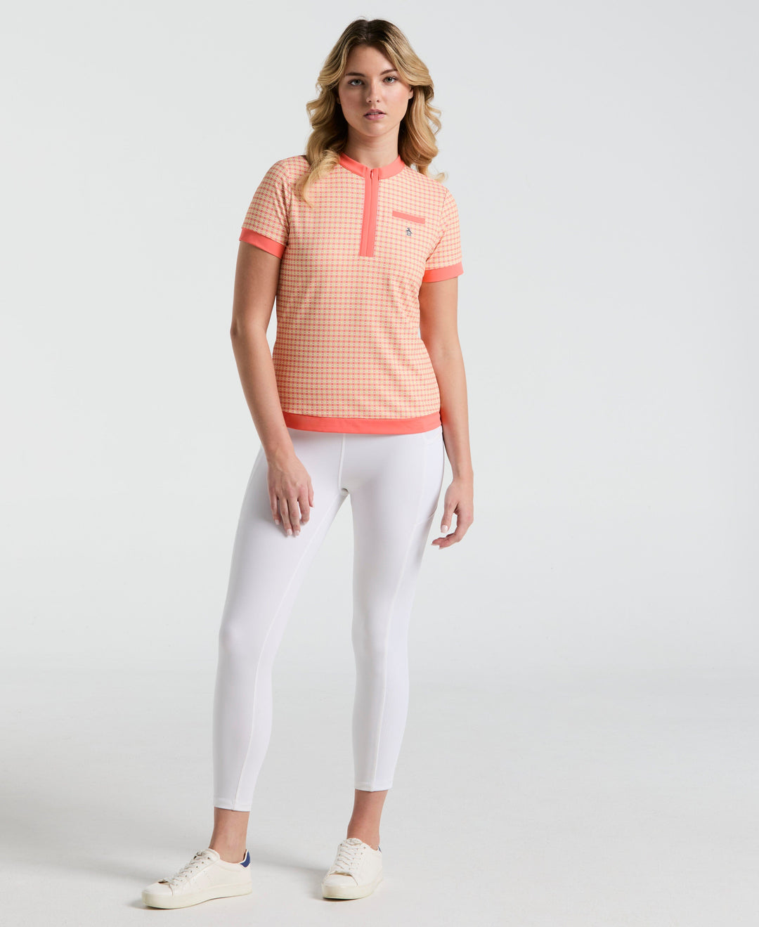 Women's Pete's Bow Tie Coloe Block Polo  (Coral Quartz) 
