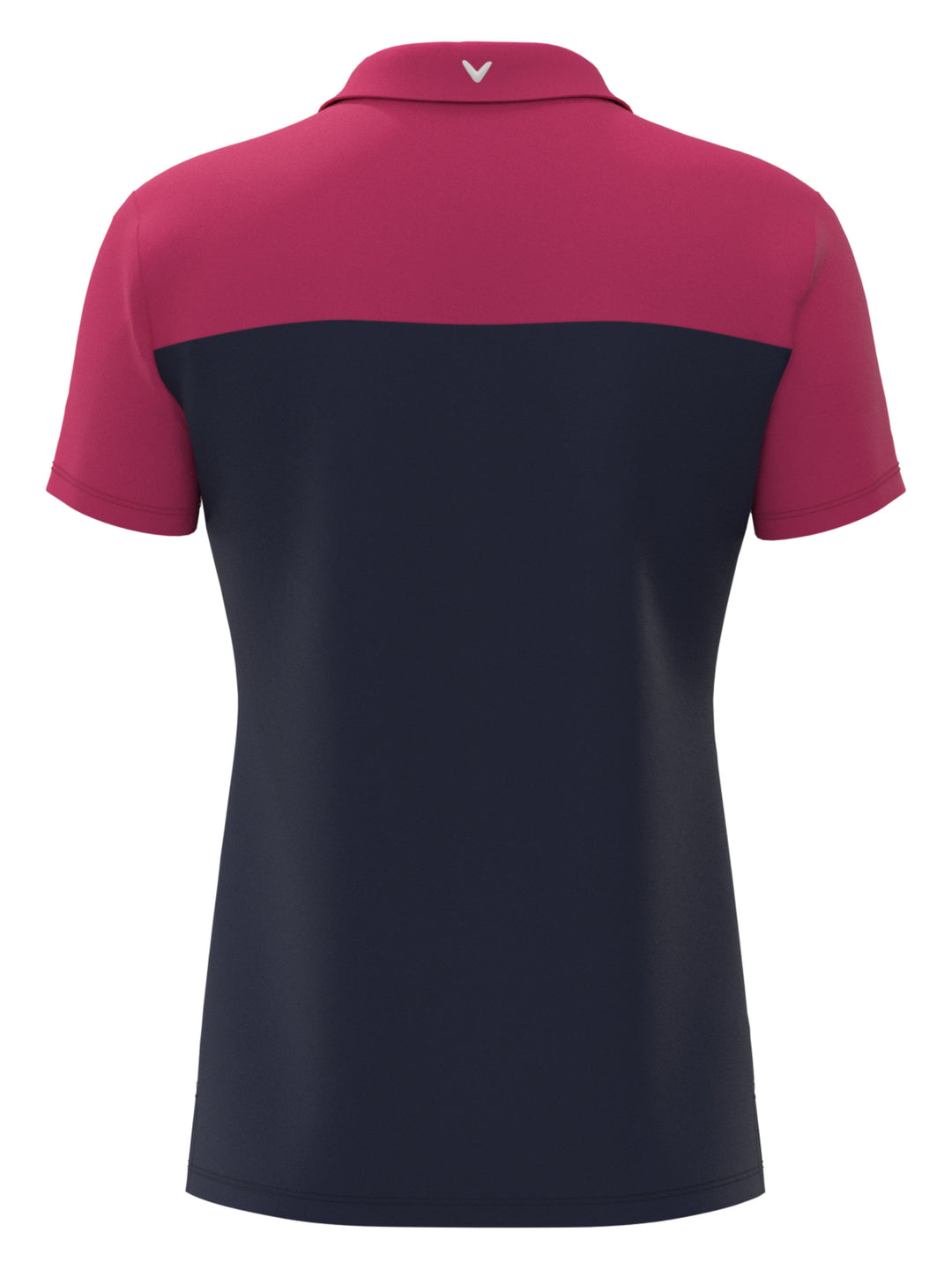 Womens Chest Striped Button Polo (Raspberry Sorbet) 