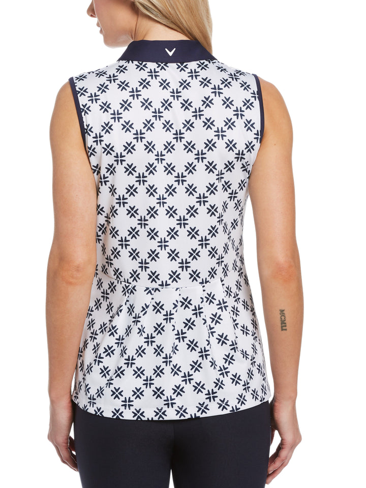 Women's Chevron Floral Print Golf Polo