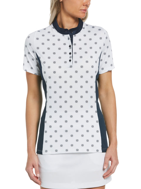 Women's Chevron Floral Print Golf Shirt