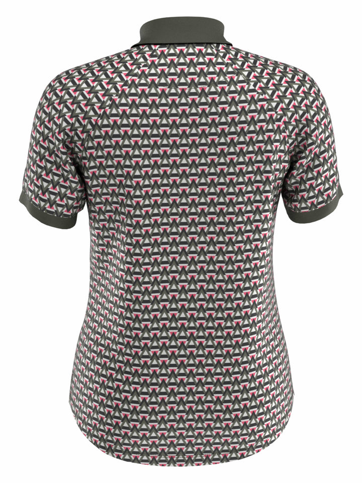 Chevron Geo Print Golf Polo (Brilliant White) 