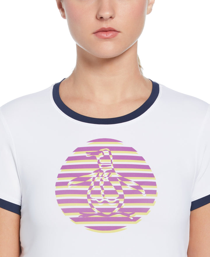 Women's Circle Pete Performance Tennis Tee   (Bright White) 