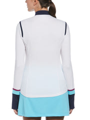 Color Block 1/4 Zip Golf Shirt (Bright White) 
