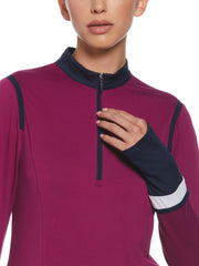 Color Block 1/4 Zip Golf Shirt (Berry Wine) 
