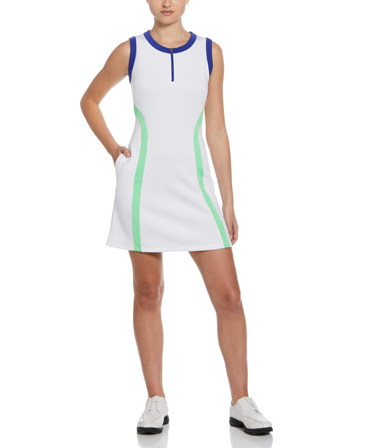 Color Block Flounce Golf Dress (Bright White) 