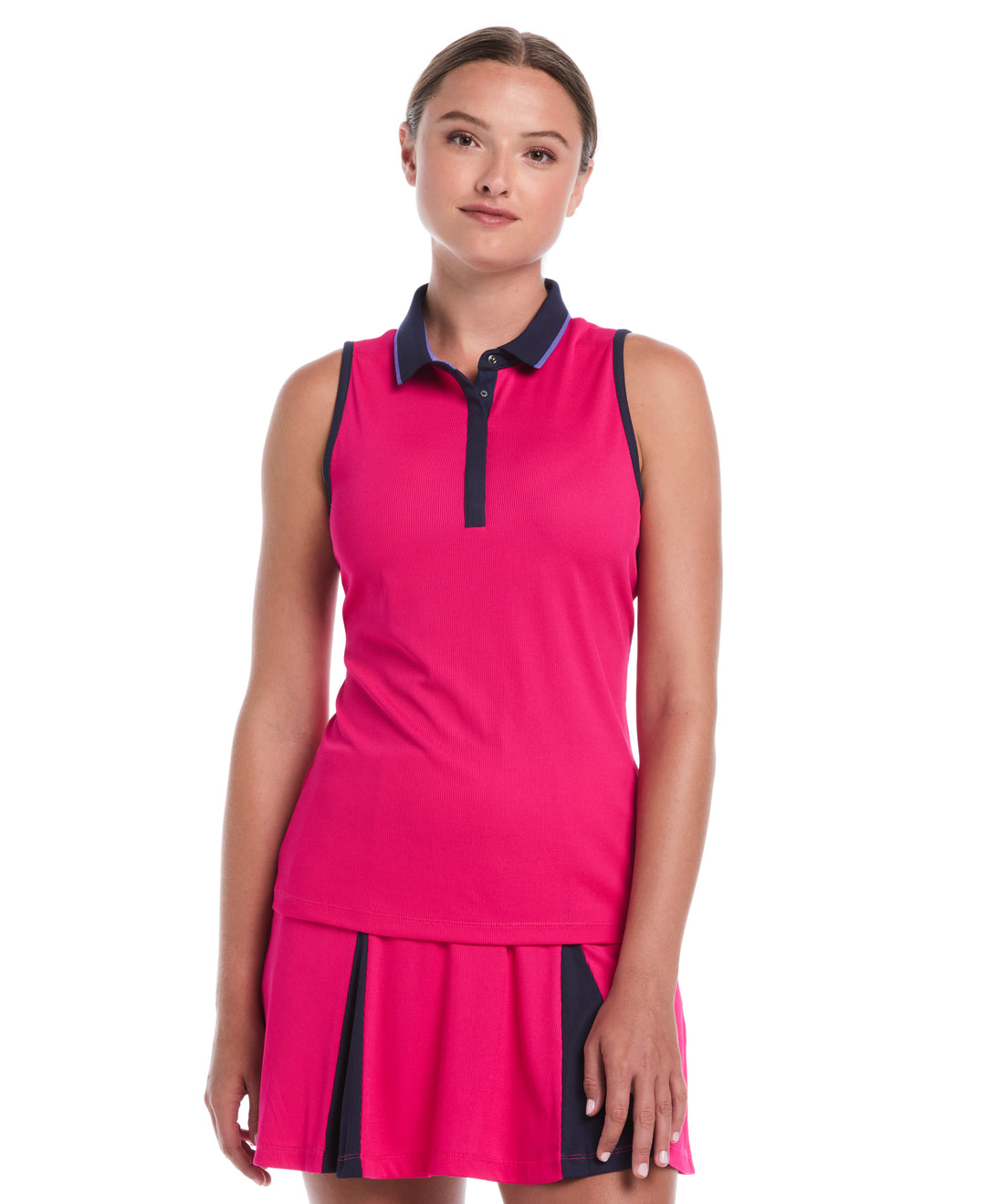 Color Block Golf Polo (Pink Peacock) 