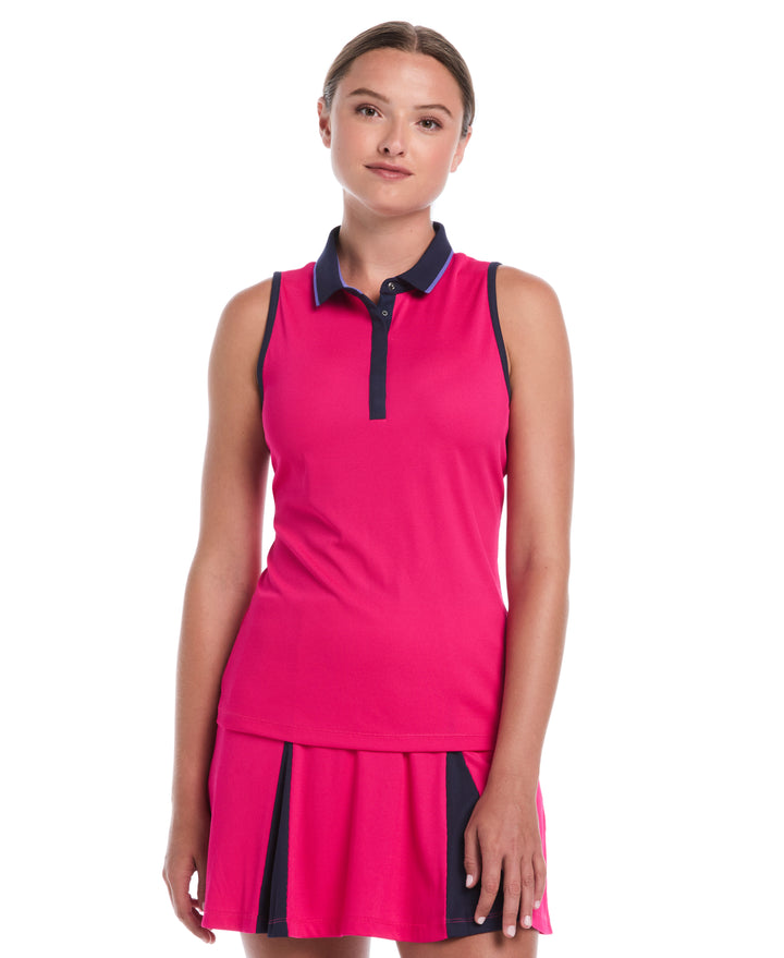 Color Block Golf Polo (Pink Peacock) 