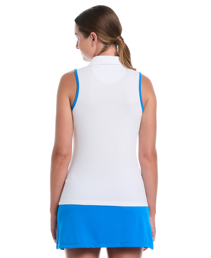 Color Block Golf Shirt with Convertible Collar (Bright White) 