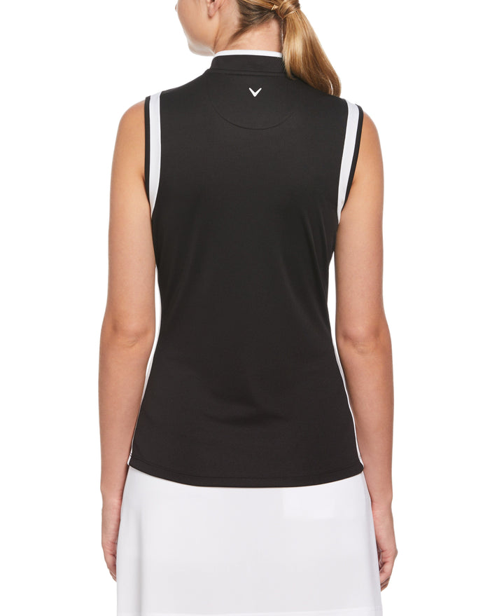 Color Block Mandarin Collar Golf Polo (Caviar) 
