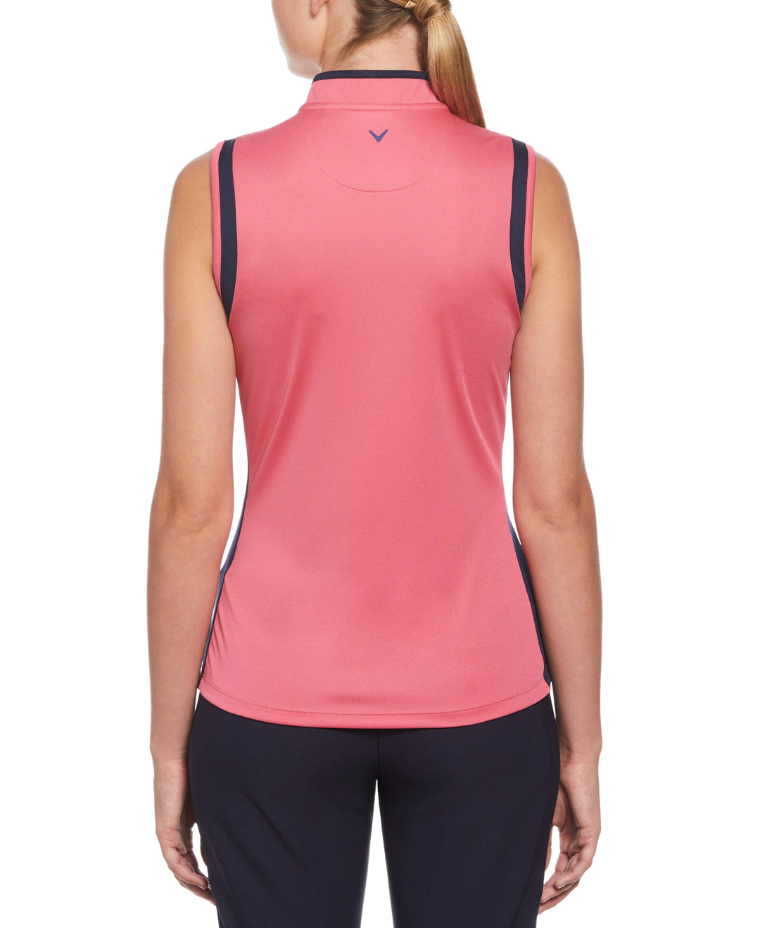 Color Block Mandarin Collar Golf Polo (Fruit Dove) 