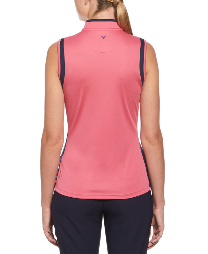 Color Block Mandarin Collar Golf Polo (Fruit Dove) 