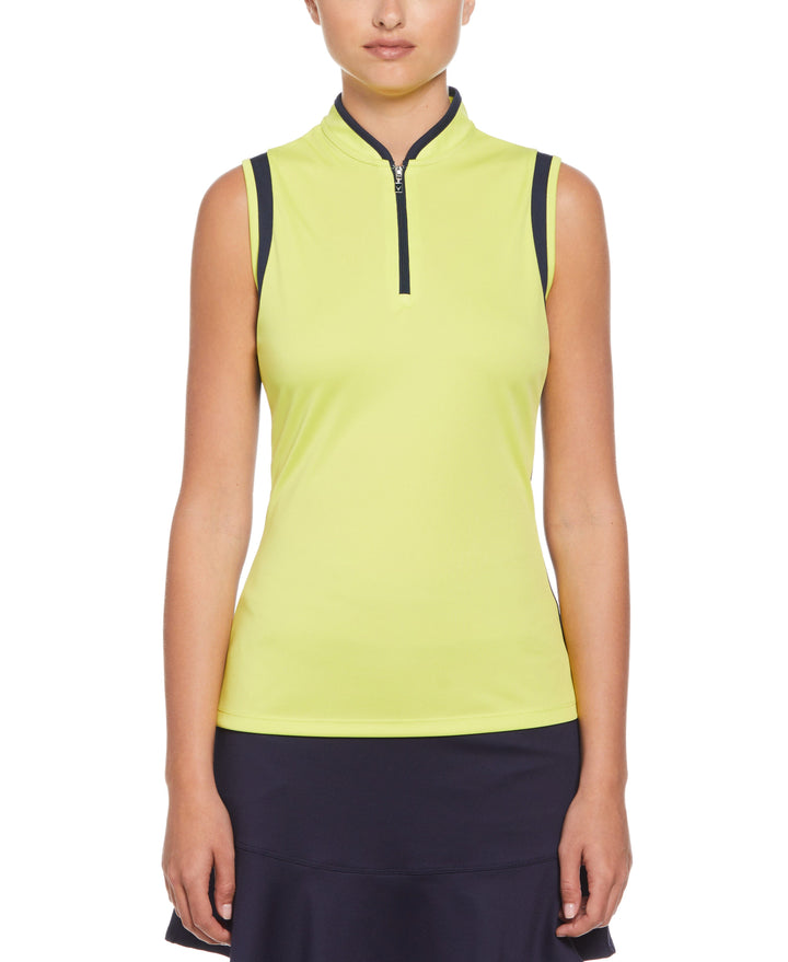 Color Block Mandarin Collar Golf Polo (Limeade) 