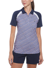 Color Block Optical Print Polo (Black Iris) 