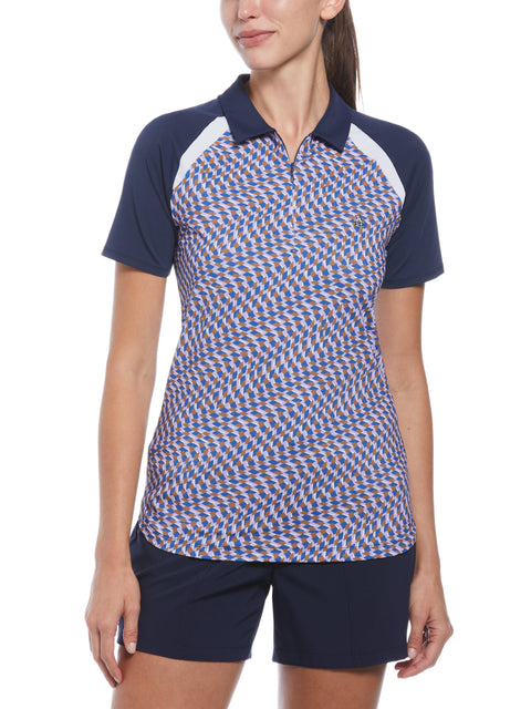 Color Block Optical Print Polo (Black Iris) 