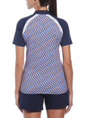 Color Block Optical Print Polo (Black Iris) 