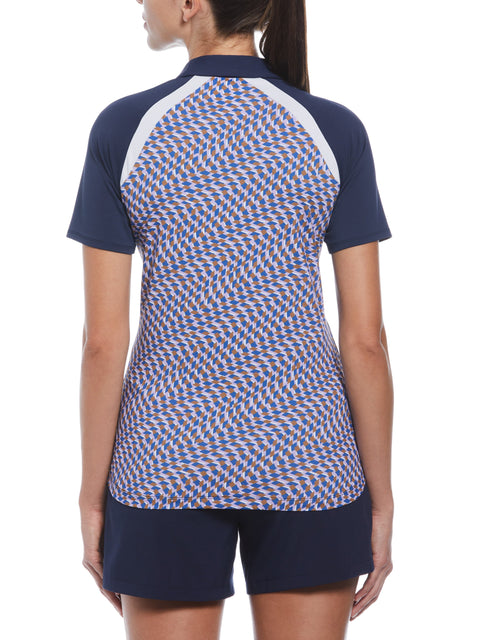 Color Block Optical Print Polo (Black Iris) 