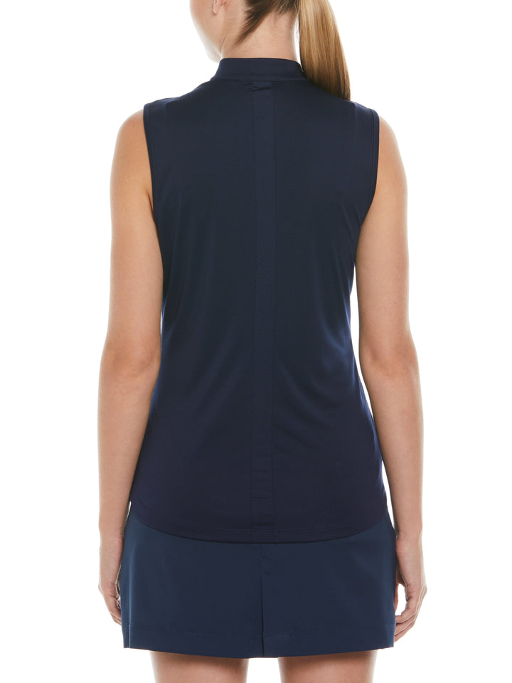 Color Block Party Golf Shirt with Asymmetrical Mesh Insert (Blue Radiance) 