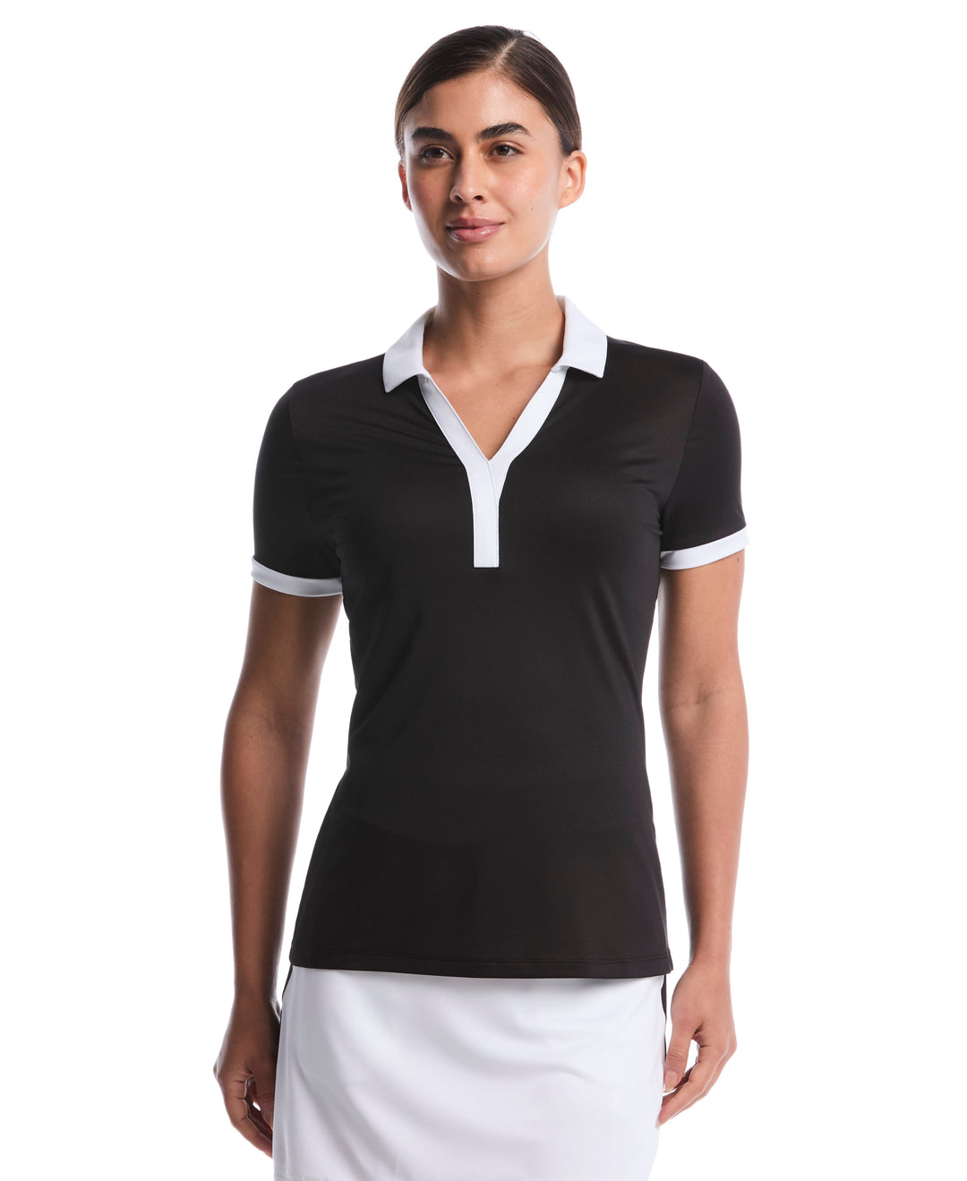 Womens Color Block Polo (Caviar) 