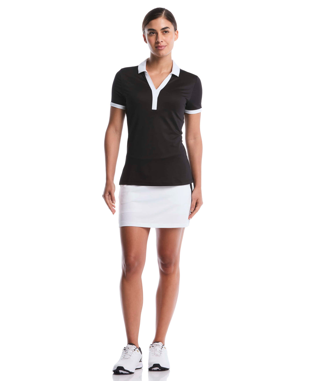 Womens Color Block Polo (Caviar) 