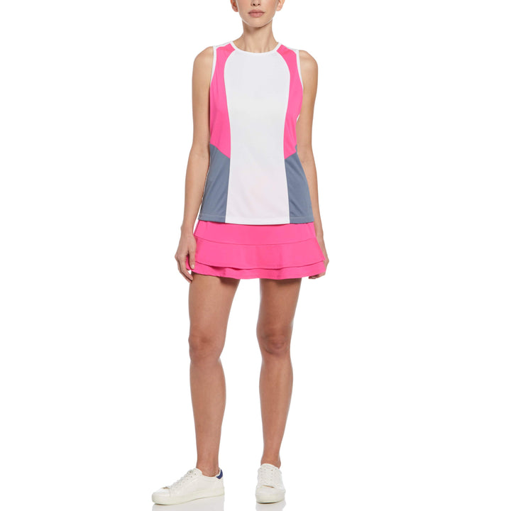Color Block Tennis Tank Top (Brilliant White) 