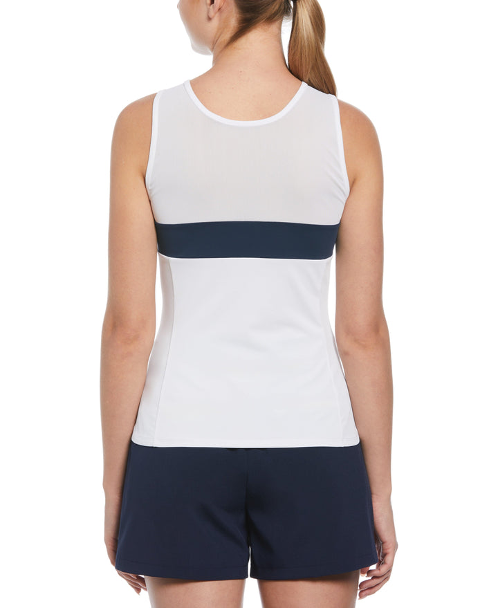 Women's Color Block Tennis Tank Top (Bright White) 