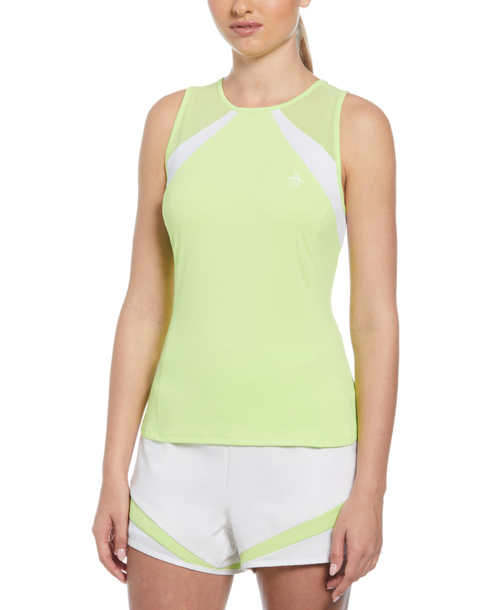 Women's Color Block Tennis Tank Top (Sharp Green) 