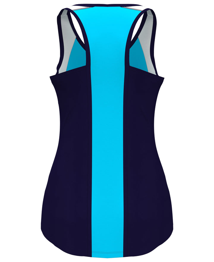Color Block Tennis Tank Top with Zip (Blue Atoll) 