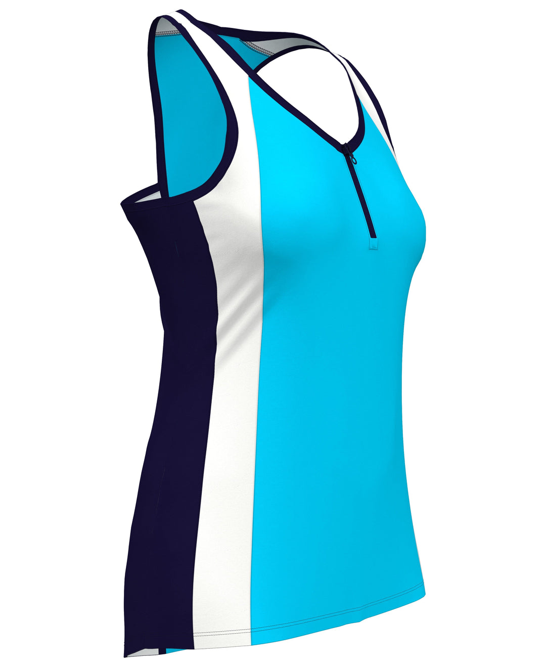 Color Block Tennis Tank Top with Zip (Blue Atoll) 