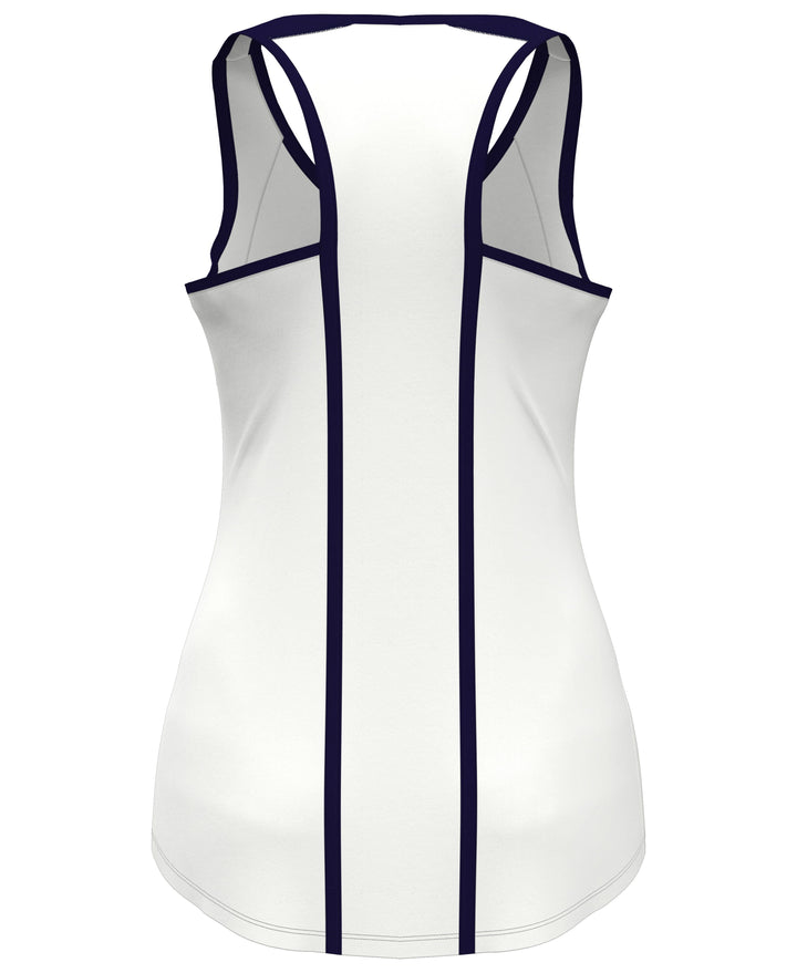 Color Block Tennis Tank Top with Zip (Brilliant White) 