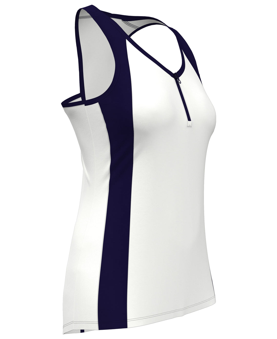 Color Block Tennis Tank Top with Zip (Brilliant White) 