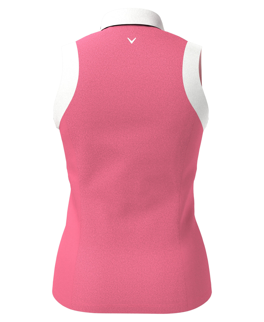 Women's Color Block V-Placket Sleeveless Golf Polo Shirt (Pink Lemonade) 