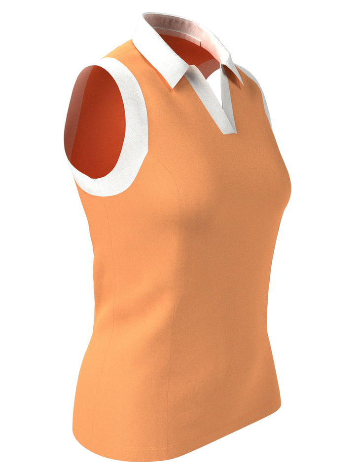 Women's Color Block V-Placket Sleeveless Golf Polo Shirt