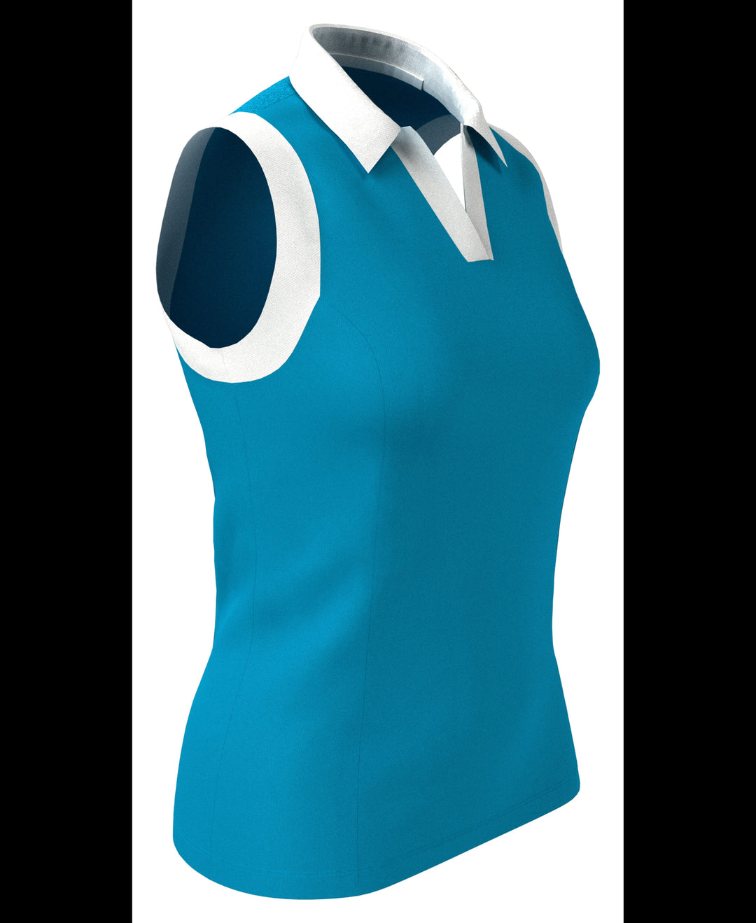 Women's Color Block V-Placket Sleeveless Golf Polo Shirt (Vivid Blue) 