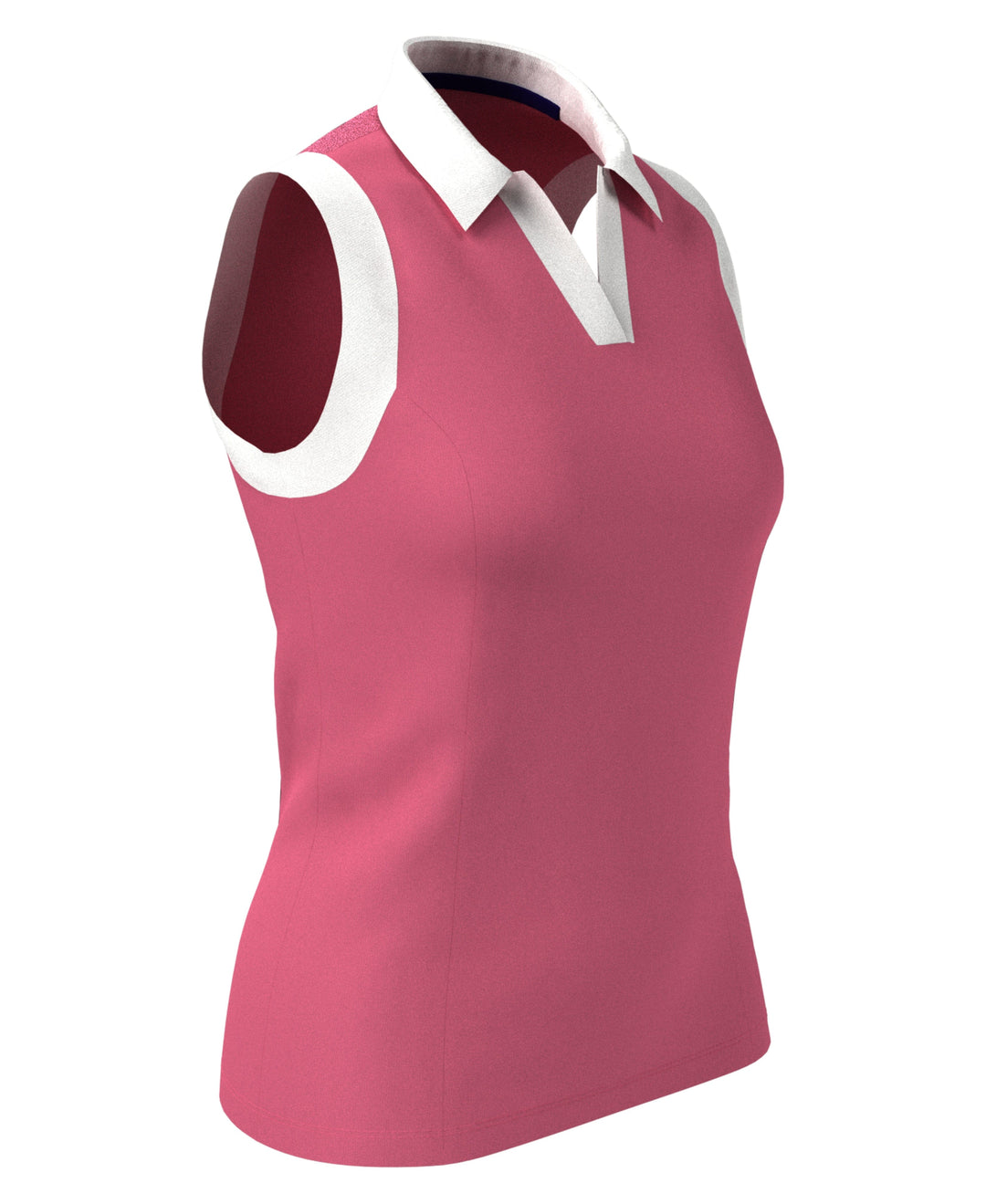 Women's Color Block V-Placket Sleeveless Golf Polo Shirt (Fruit Dove) 