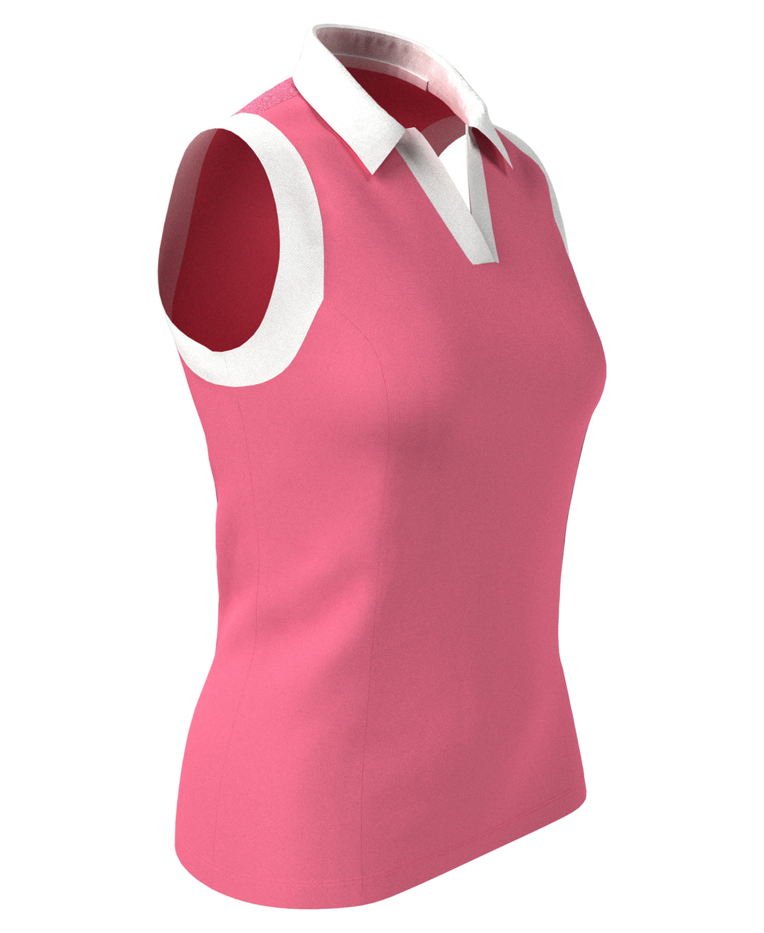 Women's Color Block V-Placket Sleeveless Golf Polo Shirt (Pink Lemonade) 