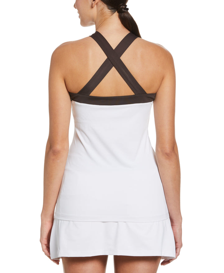 Colour Block Tennis Halter Top (Bright White) 
