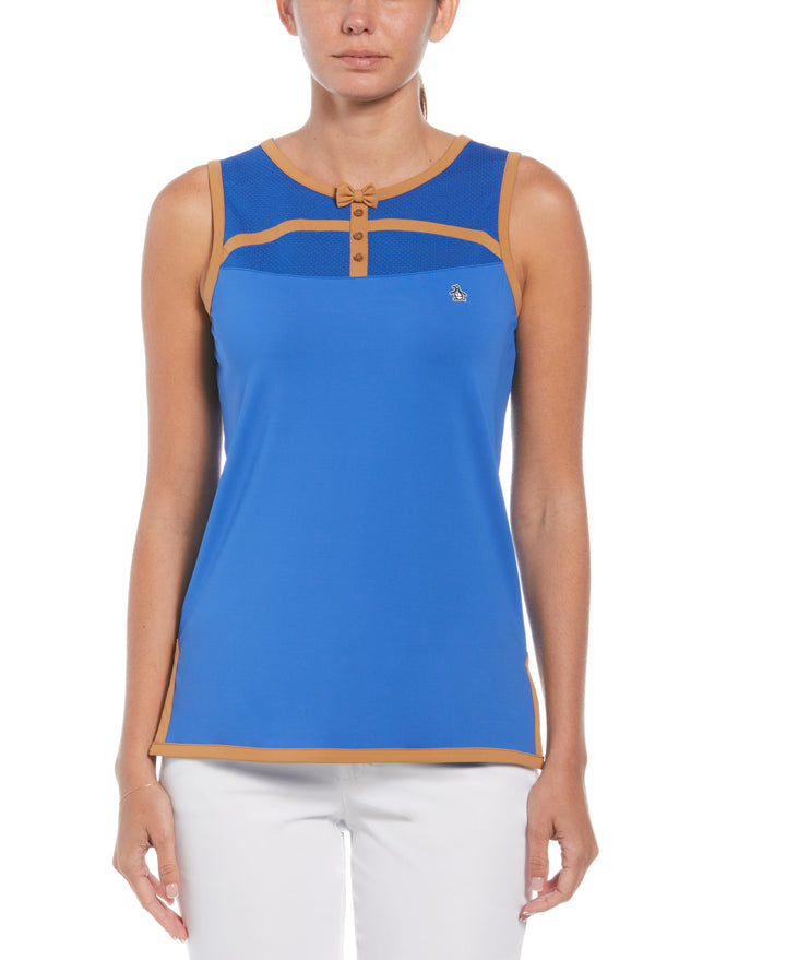 Womens Contrast Binding Bow Shirt (Nautical Blue) 