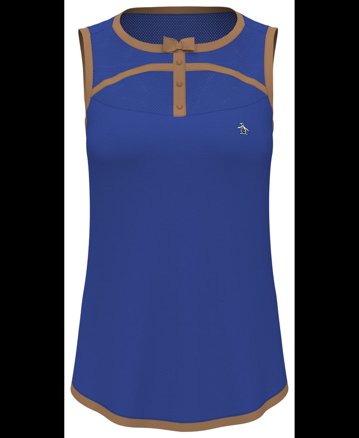 Womens Contrast Binding Bow Shirt (Nautical Blue) 