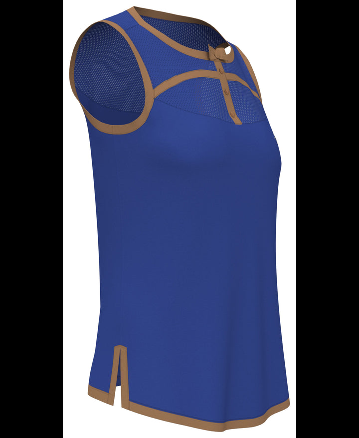 Womens Contrast Binding Bow Shirt (Nautical Blue) 