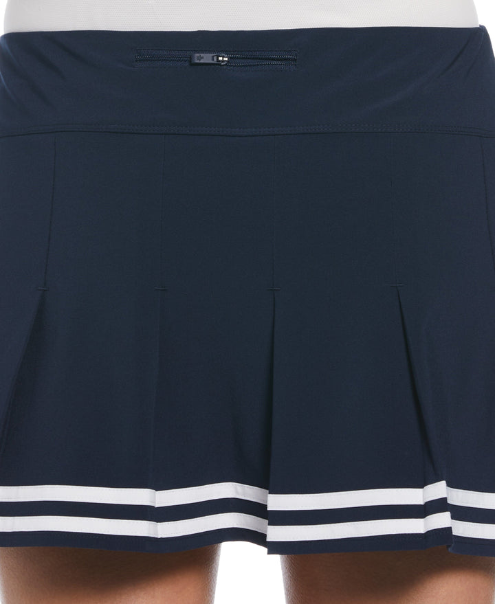 Women's 13" Contrast Hem Pleated Tennis Skort (Black Iris/Bright Wh) 