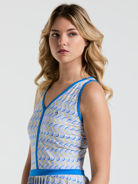 Women's Cut-Out Tennis Dress With Pleats (Bright White) 