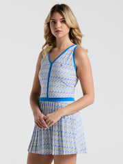 Women's Cut-Out Tennis Dress With Pleats (Bright White) 