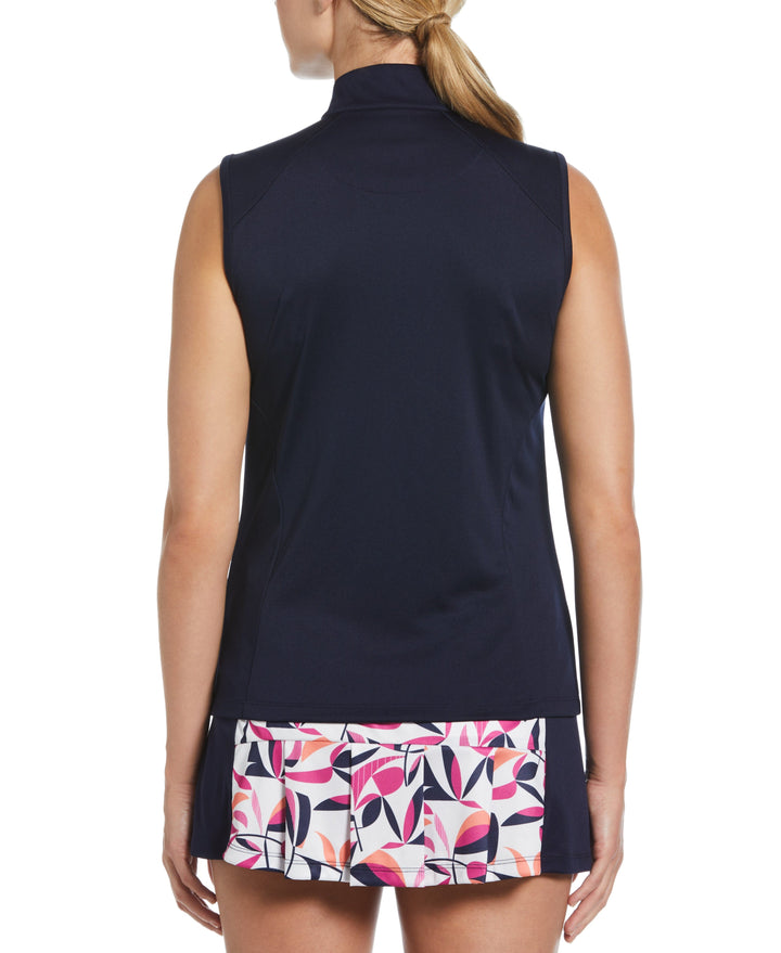 Cutout Floral Print Golf Polo (Bright White) 