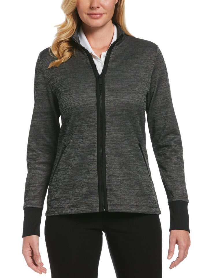 Womens Dual Action Fleece Sweater (Black Heather) 