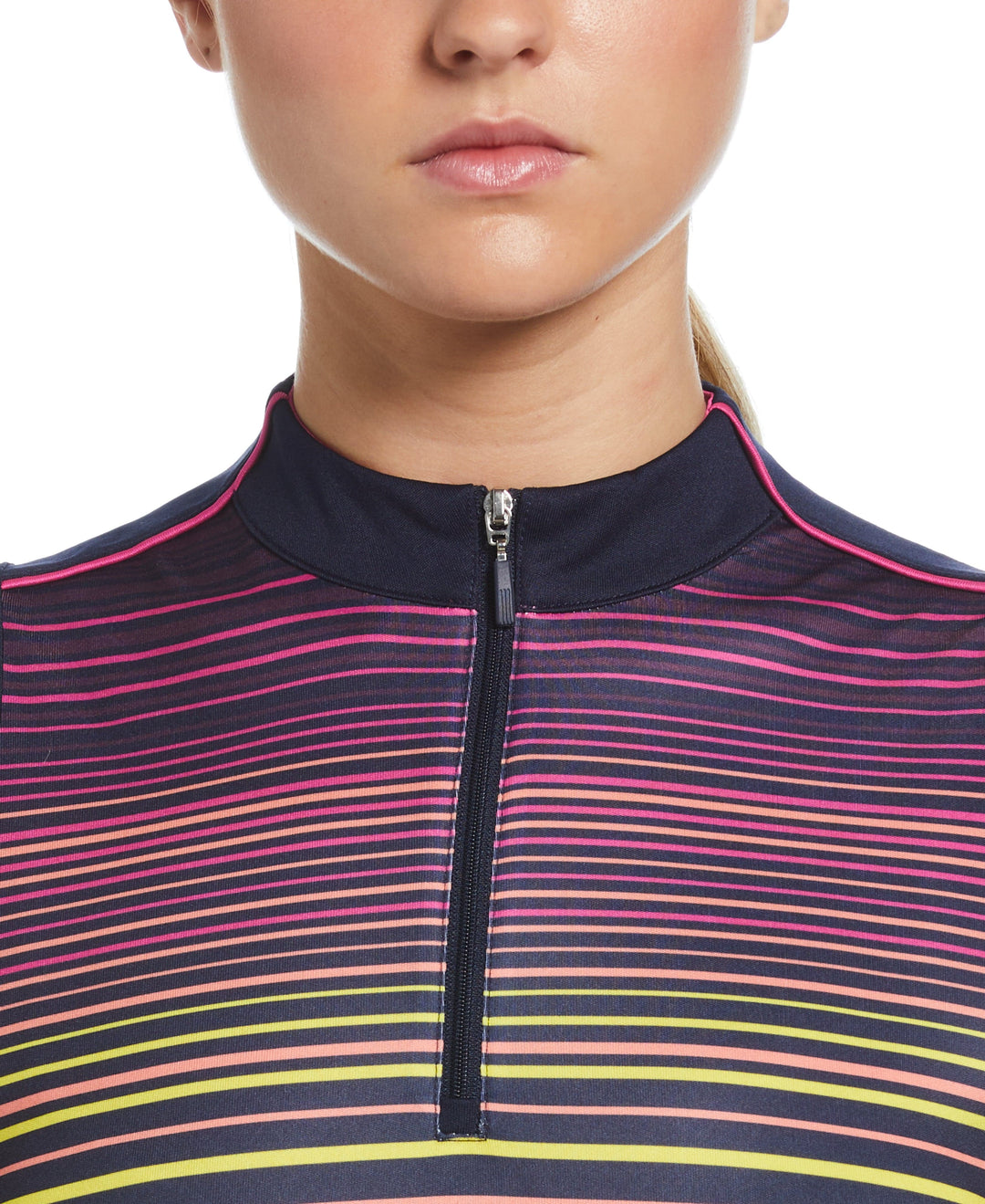 Energy Stripe Half Zip Crop Golf Shirt (Peacoat) 