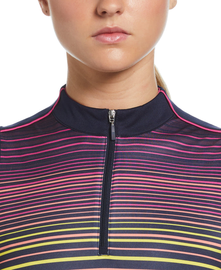Energy Stripe Half Zip Crop Golf Shirt (Peacoat) 