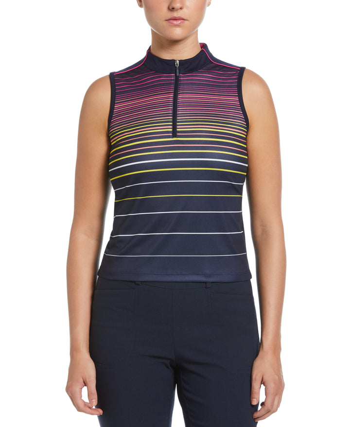 Energy Stripe Half Zip Crop Golf Shirt (Peacoat) 