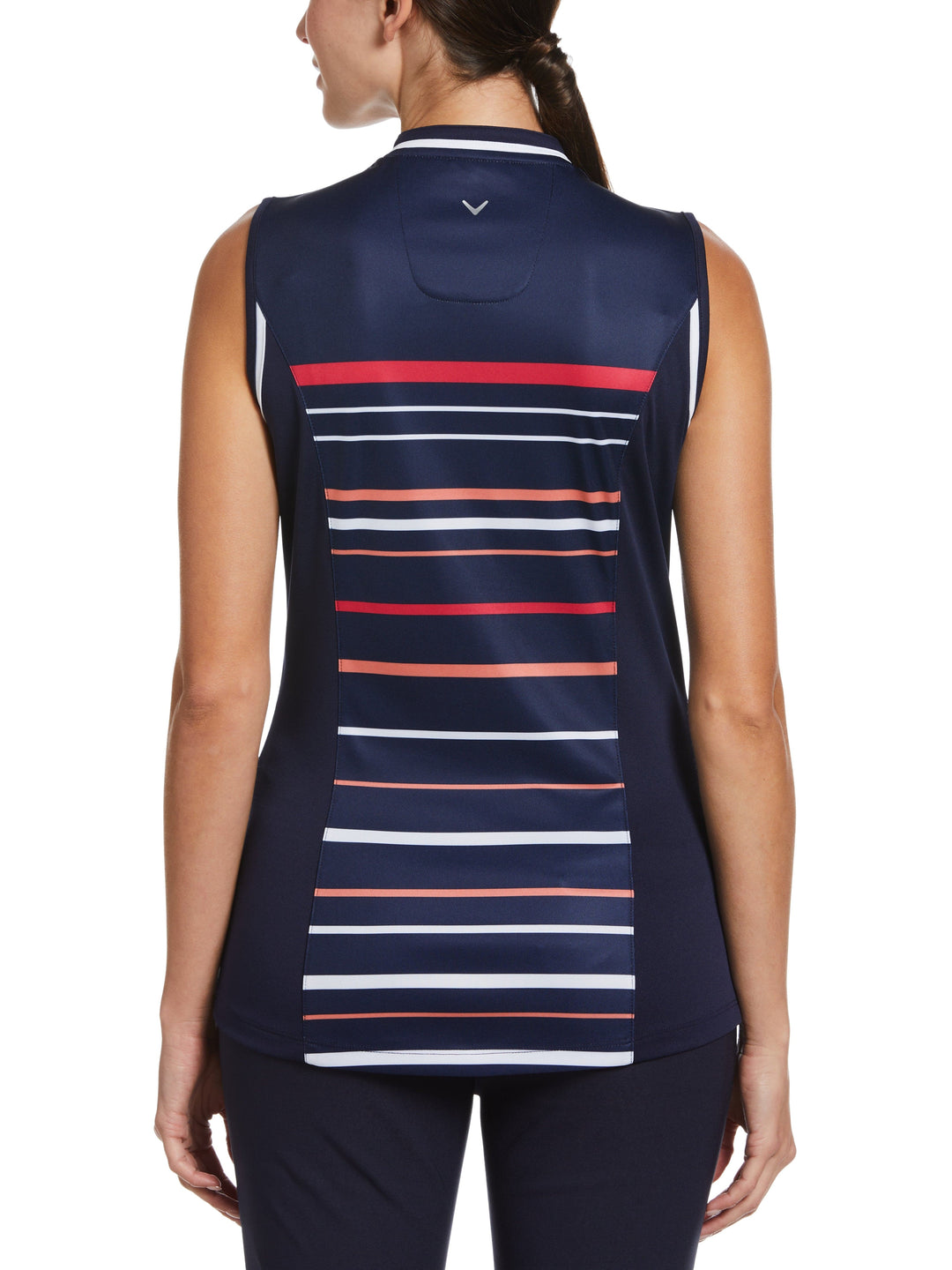 Engineered Stripe Mini Collar Golf Polo (Peacoat/Brilliant Whit) 