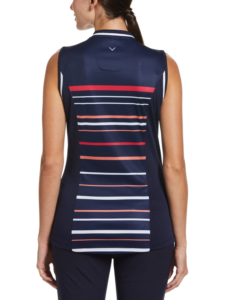 Engineered Stripe Mini Collar Golf Polo (Peacoat/Brilliant Whit) 